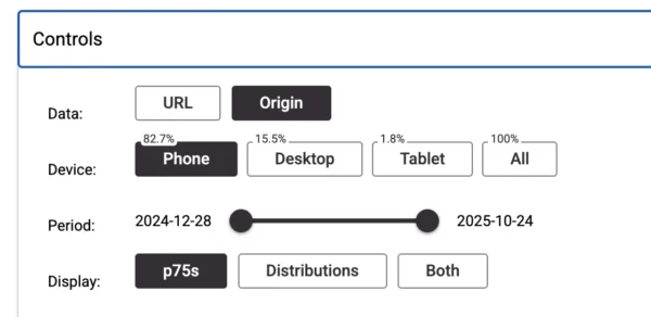 Controls を展開した状態のスクリーンショット。