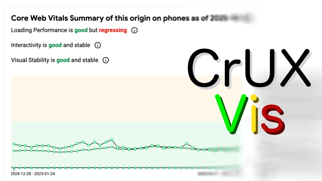 CrUX Vis のスクリーンショットと「CrUX Vis」の文字。