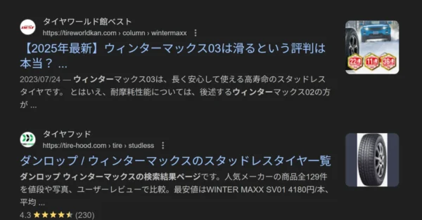 WINTER MAXX で Google 検索した結果。